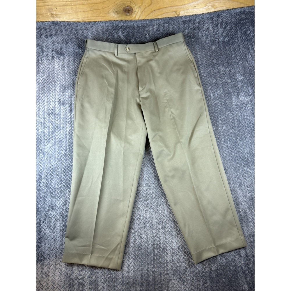 Roundtree & Yorke Dress Pants Mens 38x29 Green High Rise Formal Office Straight